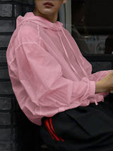 Men's Solid Sheer Long Sleeve Hooded Sweatshirt SKUL28415