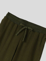 Men's Clean Fit Quiet Luxury Wide Ribbed Texture Drawstring Elastic Waist Lounge Pant SKUL82405