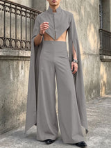 Men's Gothic Avant-Garde Aesthetic Split-Sleeve Long Cape Two Pieces Outfit SKUL70186