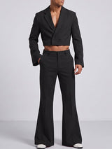 Men's Solid Color Flared Sleeve Two Pieces Outfit SKUL24595
