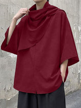 Men's Solid Color Cowl Neck 3/4 Length Sleeve Shirt SKUL51074