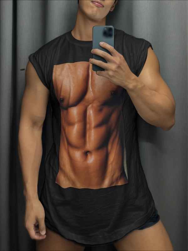 Mens Muscle Print Casual Tank SKUL20885