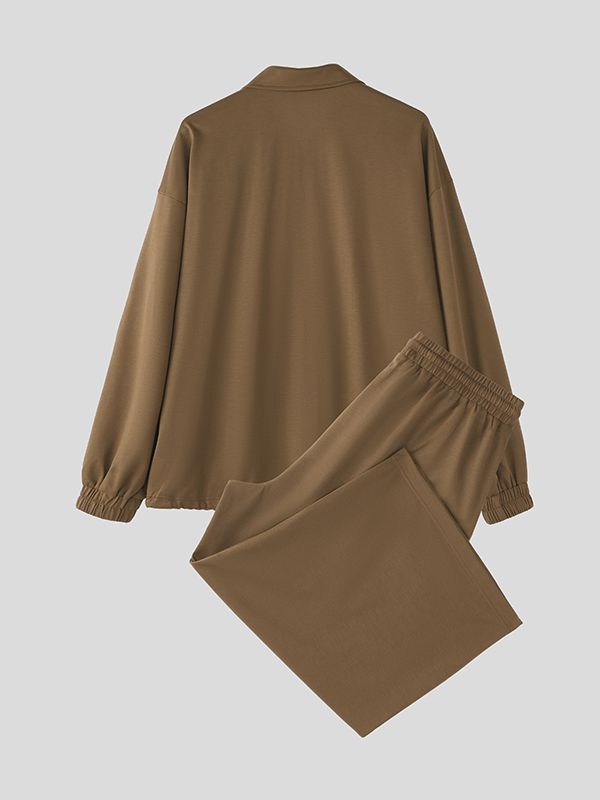 Men's Solid Color Minimal Casual Two Pieces Outfit SKUL45260