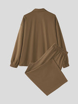 Men's Solid Color Minimal Casual Two Pieces Outfit SKUL45260