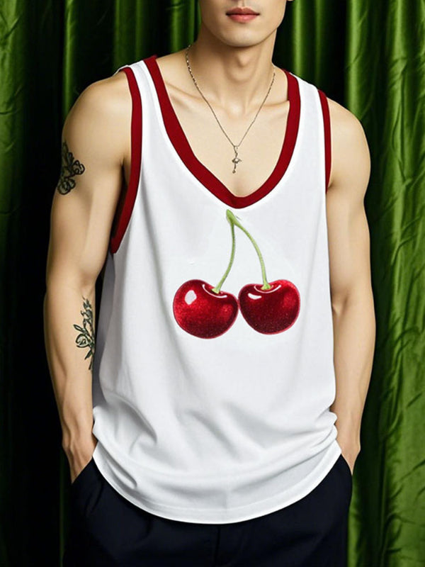 Mens Cherry Print Casual Tank SKUL18870