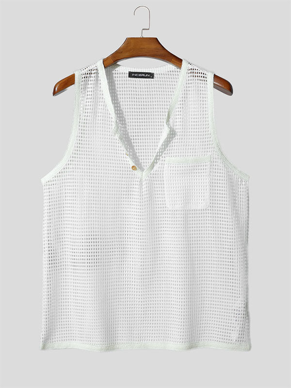 Mens Sheer Mesh Hollow-Out Casual Tank SKUL18802