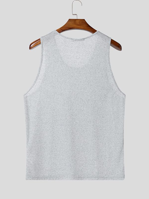 Men's Minimalist Textured Knit Relaxed Fit Scoop Neck Tank SKUL73651