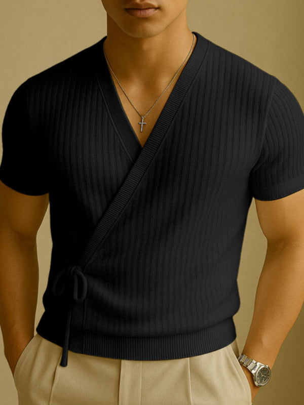 Mens Solid Color Textured Short Sleeve T-Shirt SKUL18990