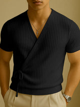 Mens Solid Color Textured Short Sleeve T-Shirt SKUL18990