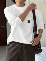 Men's Solid Color Pocket Long Sleeve T-Shirt SKUL40090