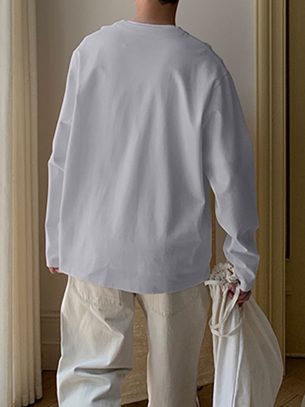 Men's Solid Drawstring Design Long Sleeve Shirt SKUL32948