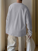 Men's Solid Drawstring Design Long Sleeve Shirt SKUL32948