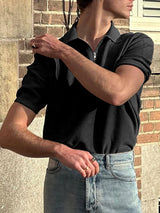 Mens Solid Color Half-Zip Short Sleeve Shirt SKUL02399