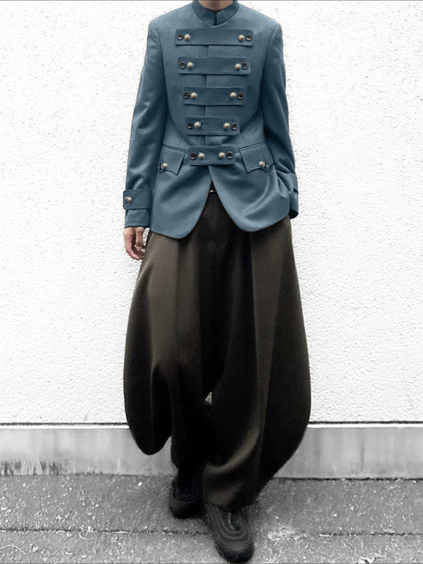 Men's Deconstructed Button Stand Collar Casual Blazer SKUL48643