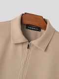 Mens Solid Zip Long Sleeve Golf Shirt SKUK48324