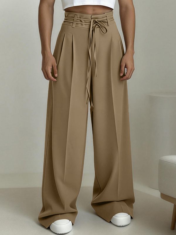 Men's Double Drawstring High Waist Wide Leg Pant SKUL62059