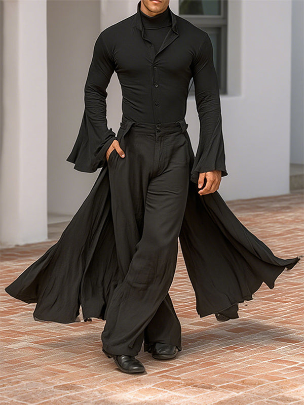 Men's Flap Split Hem Flare Sleeve Two Pieces Outfit SKUL26079