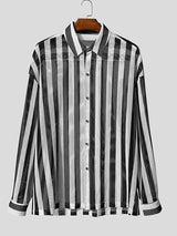 Men's Striped Textured Long Sleeve Shirt SKUL32789