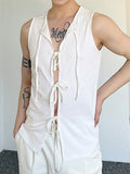Mens Lace-Up Front Solid Sleeveless Vest SKUK12380