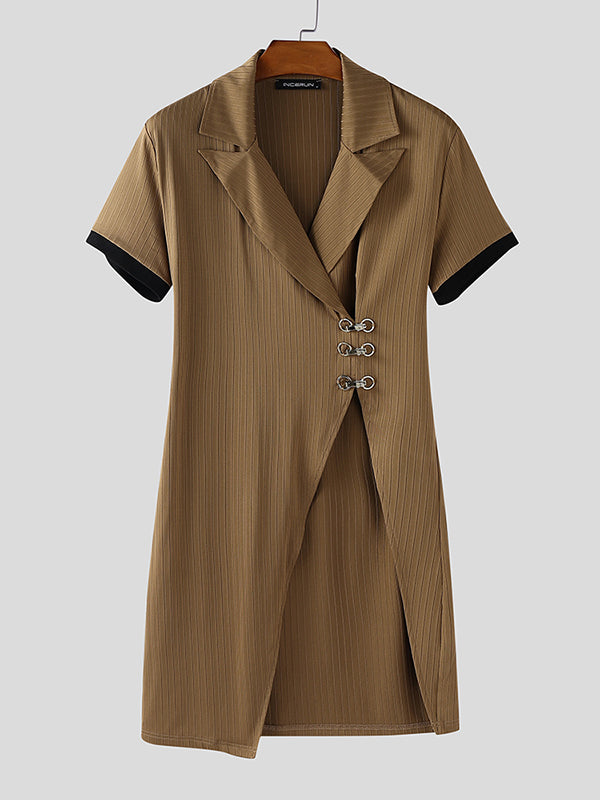 Men's Knit Hollow Out Irregular Short Sleeve Cardigan SKUL25767