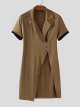 Men's Knit Hollow Out Irregular Short Sleeve Cardigan SKUL25767