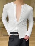 Mens Solid Texture Long Sleeve Shirt SKUK24641