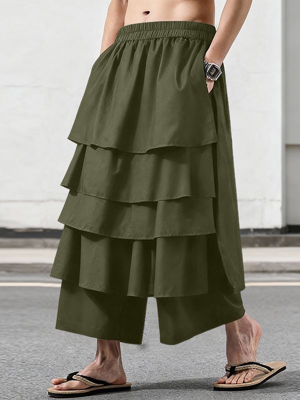 Men's Layered Design Loose Fit Casual Pant SKUL49971