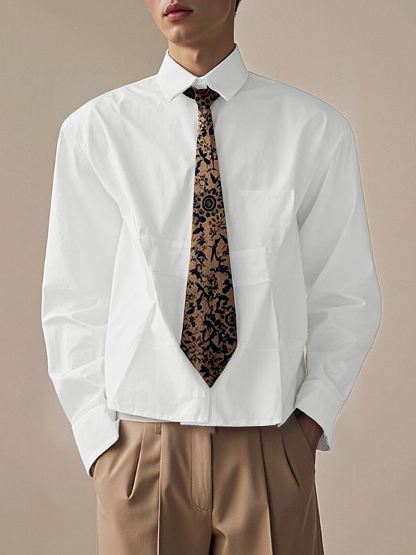 Men's Printed Tie Long Sleeve Shirt SKUL36672