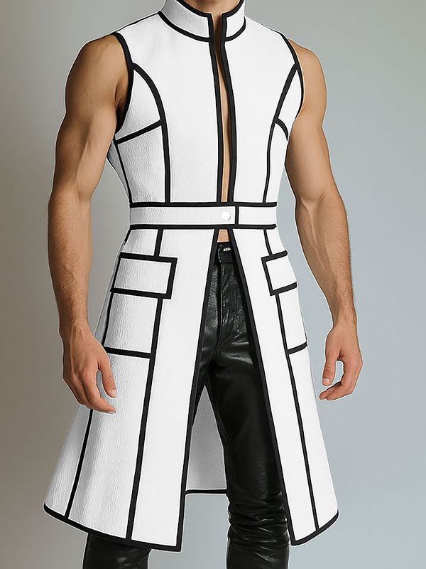 Men's Colorblock Line Sleeveless Waistcoat SKUL24738