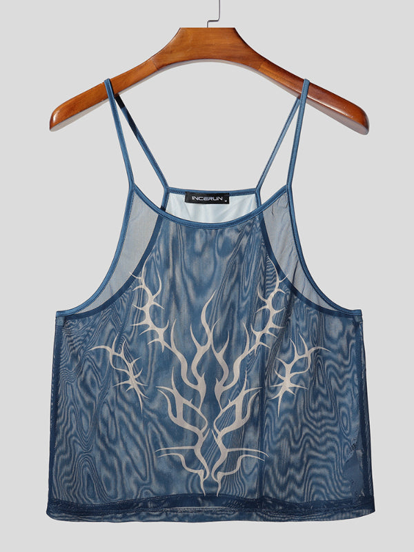 Mens Slightly Sheer Mesh Casual Tank SKUL23540
