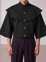 Men's Avant-Garde Party Cape Collar Cropped Wide Half Sleeve Stand Collar Jacket SKUL81101