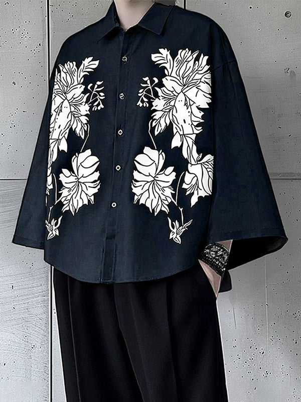 Men's Floral Print Loose Casual Shirt SKUL26091