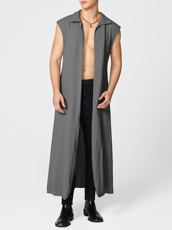 Mens Minimalist Textured Long Hem Cardigan SKUL05546