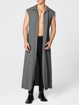 Mens Minimalist Textured Long Hem Cardigan SKUL05546