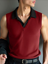 Men's Fake Two Piece Colorblock Knit Tank SKUL20882