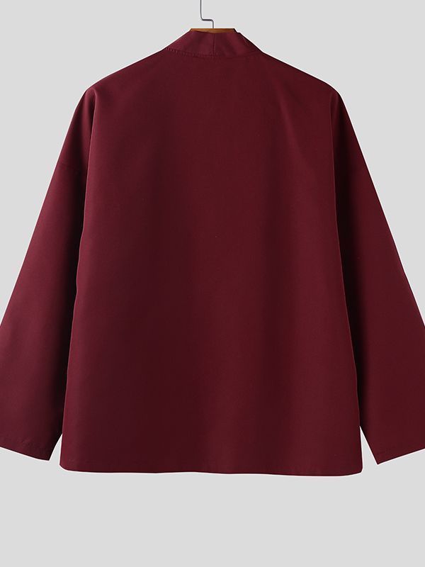 Men's Solid Texture Corduroy Long Sleeve Cardigan SKUL28336