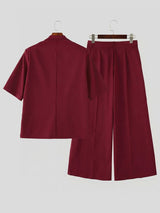 Men's Avant-Garde Genderless Aesthetic Double-Breasted Two Pieces Outfit SKUL63178