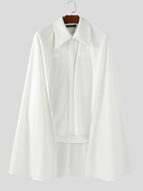 Men's Cape Patchwork Textured Long Sleeve Shirt SKUL28506