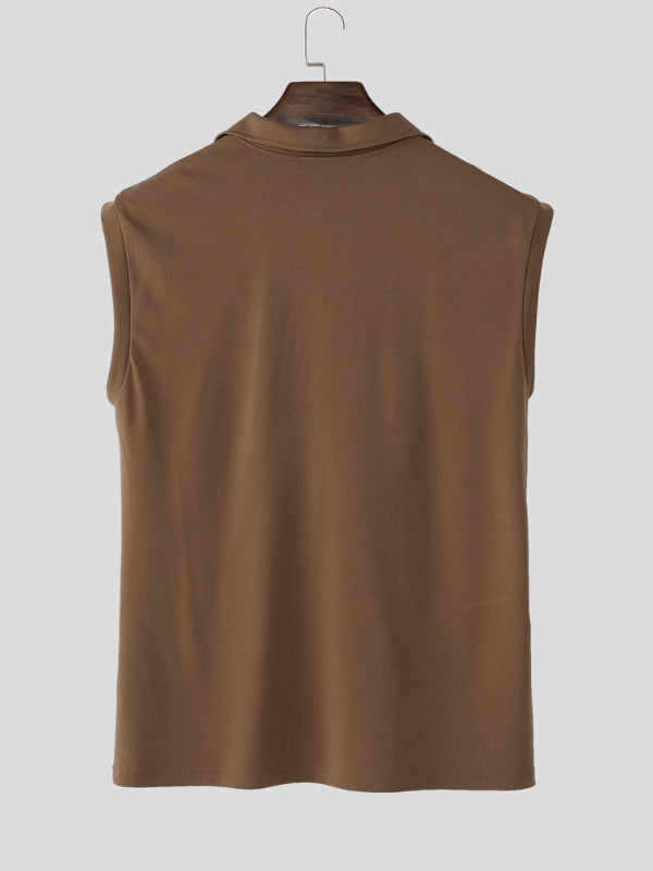 Men's Asymmetrical Placket Tie Casual Tank SKUL15370