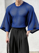 Men's Sheer Mesh Loose Fit Long Sleeve T-shirt SKUL55425