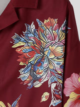 Men's Retro Hawaiian Aloha Aesthetic All-Over Floral Botanical Print Short Sleeve Shirt SKUL68401
