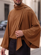 Men's Early Autumn Urban Casual Integrated Attached Scarf Kimono Long Sleeve Scarf Collar Cloak SKUL82408