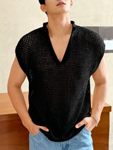 Men's Hollow Out Design Textured Tank SKUL47689
