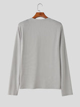 Men's Solid Color Textured Long Sleeve T-Shirt SKUL39984