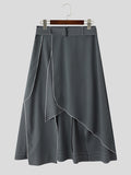Mens Solid Irregular Hem Casual Skirt  SKUK52100