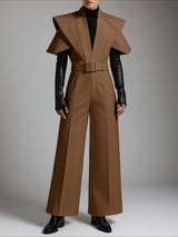 Men's Deconstructed Padded Shoulder Short Sleeve Jumpsuit SKUL47945