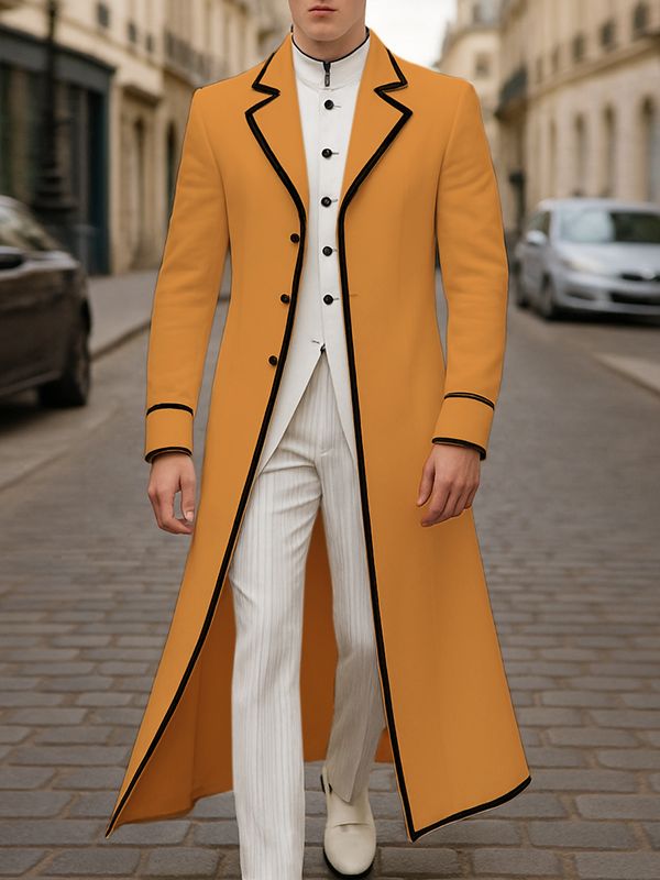 Men's Colorblock Bold Outline Trench Coat SKUL28403