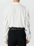 Mens Lace Patchwork Half Button Puff Sleeve Shirt SKUK30933
