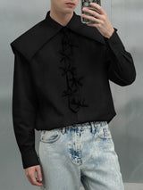 Men's Bow Tie Turn Down Collar Long Sleeve Shirt SKUL42545