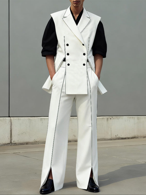 Men's Contrast Edge Casual Two Pieces Outfit SKUL47877